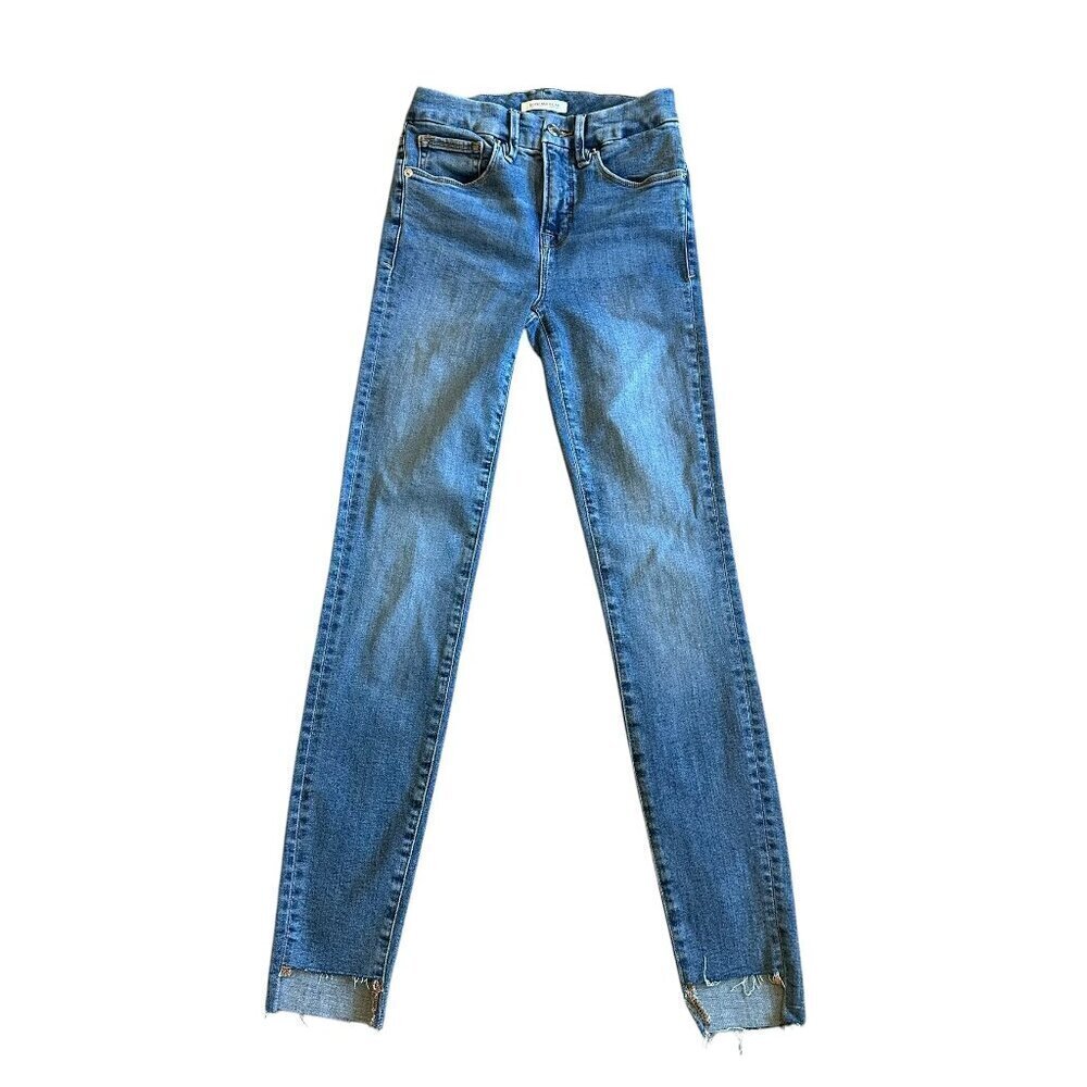 Good American Good Legs Step Hem Skinny Jeans High Rise Stretch Size 25 0 Women